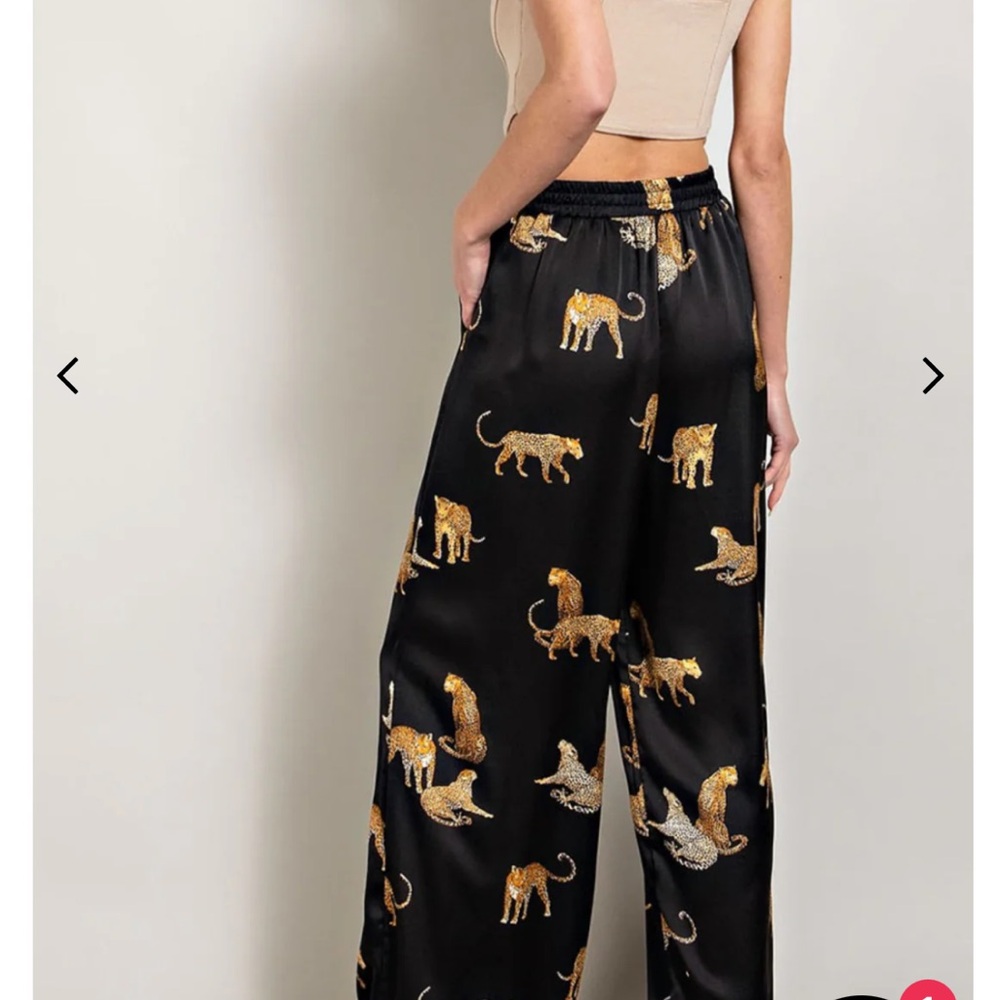 Leopard Print Satin Pants - Picture 2 of 3